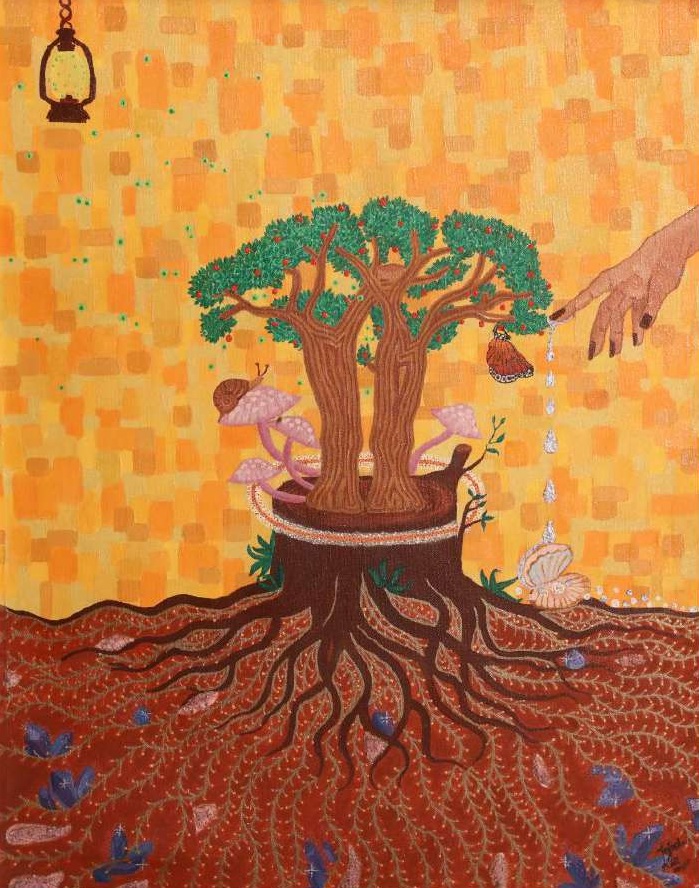 Tree of Jewels, Acrylic on Canvas, 2022